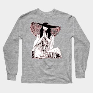 temple vibes serenity meditative pose fashionable hat moments Long Sleeve T-Shirt